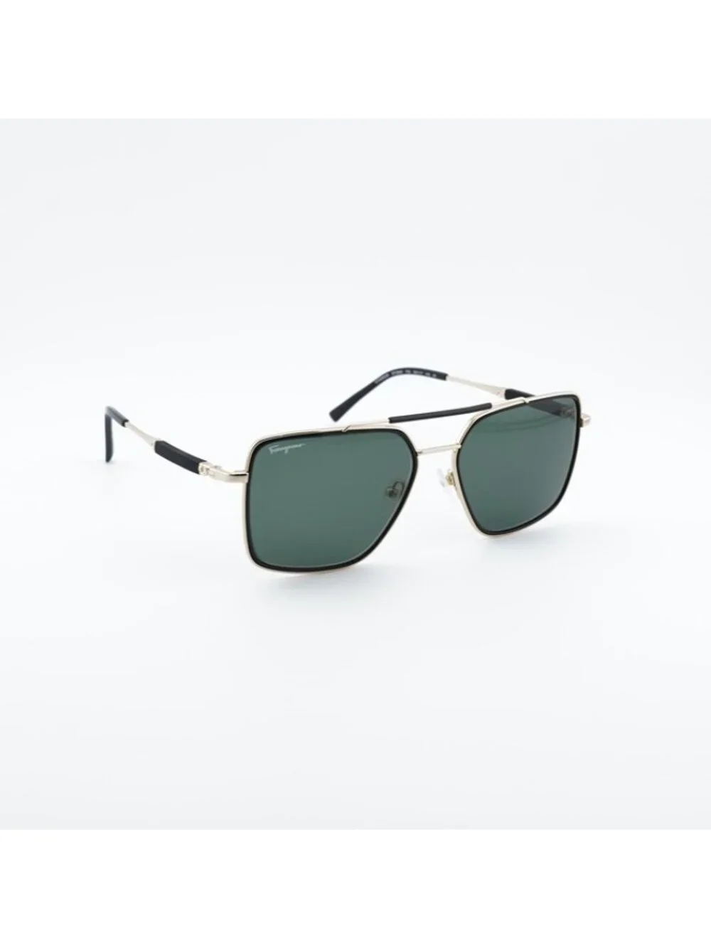 Salvatore Ferragamo SF298S 703 Sunglasses Gold Aviator Frame, Green Lenses